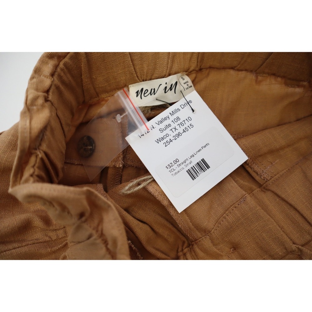 New In Women's Straight Leg Linen Blend Paper Bag Pants Size S - Picture 5 of 7